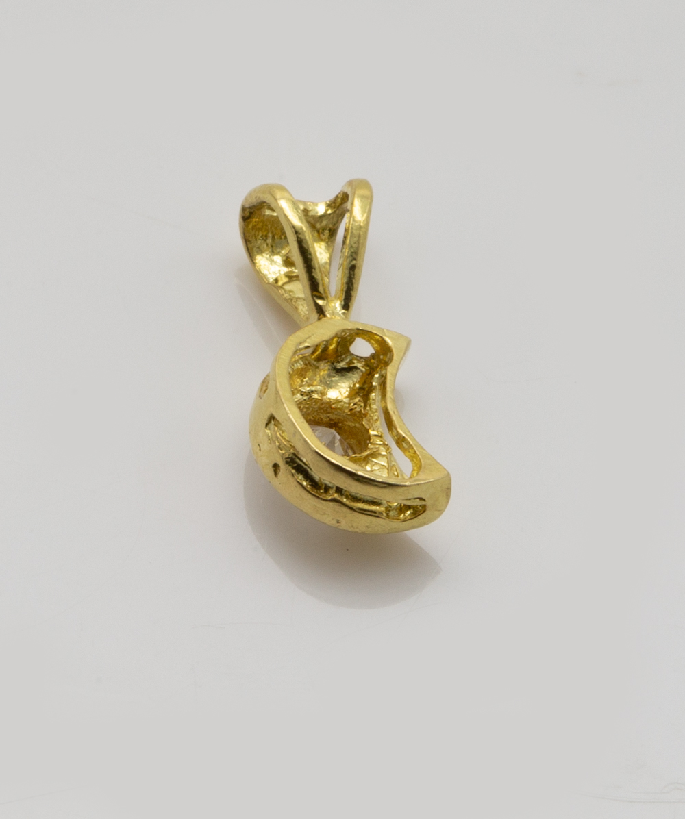 Anhänger Halbmond mit Zirkonia 750er Gelbgold