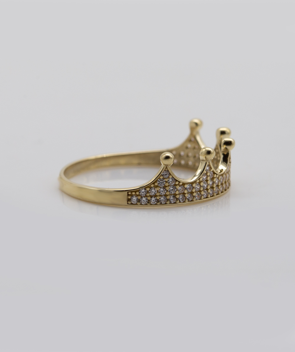 Ring Krone mit Zirkonia 333er Gelbgold
