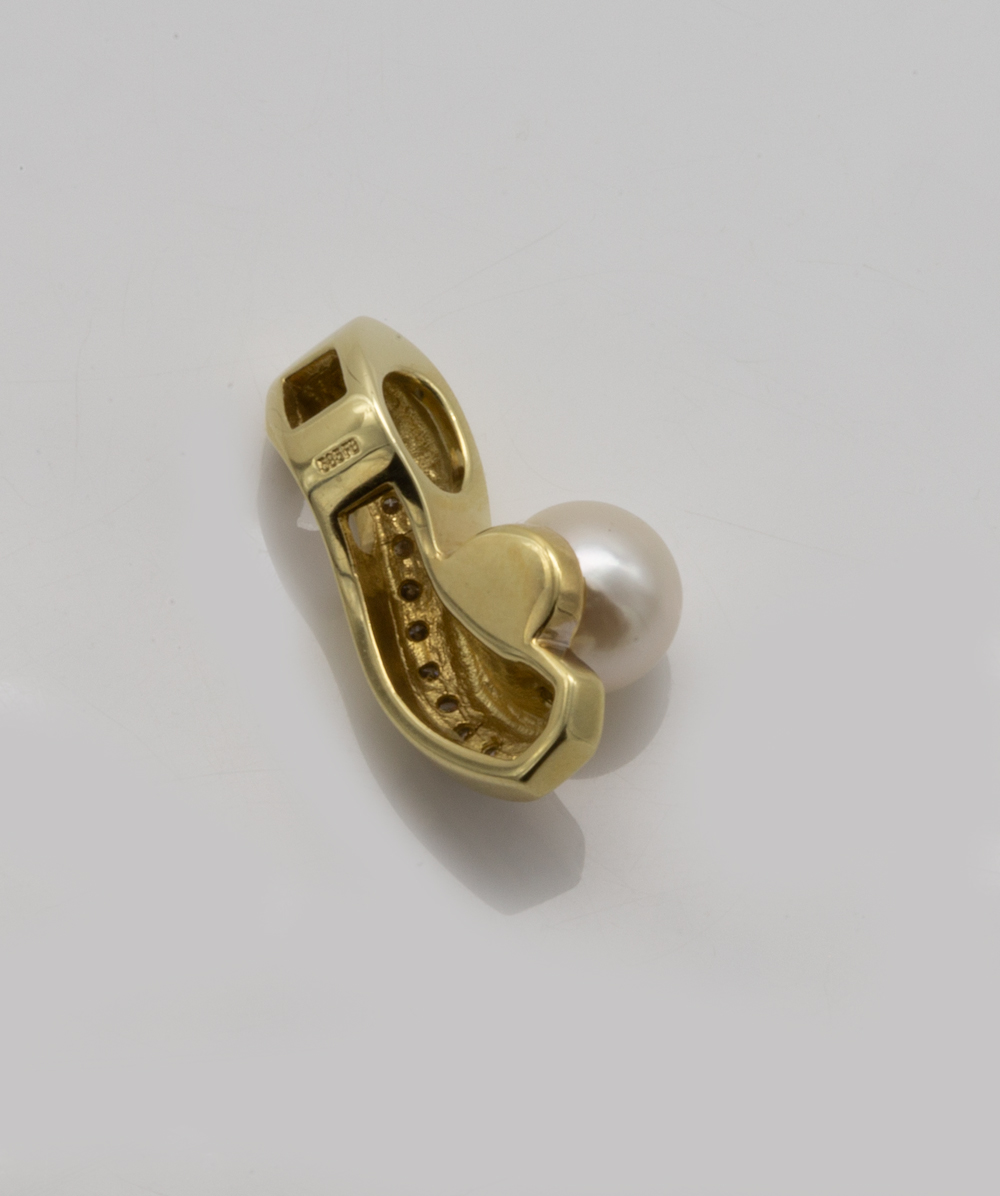 Brillantanhänger mit Perle 585er Gelbgold