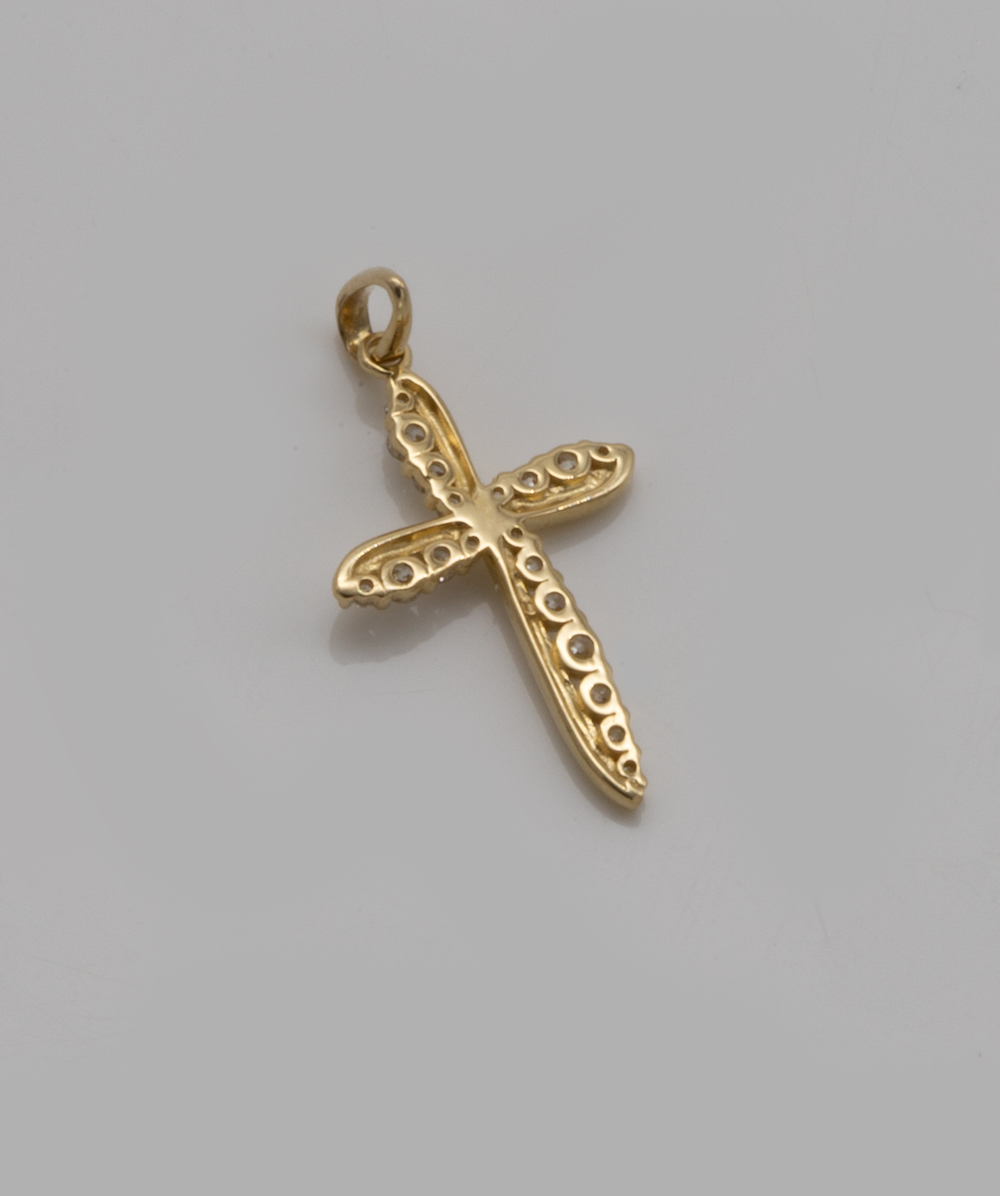 Kreuzanhänger mit Zirkonia 585er Gelbgold