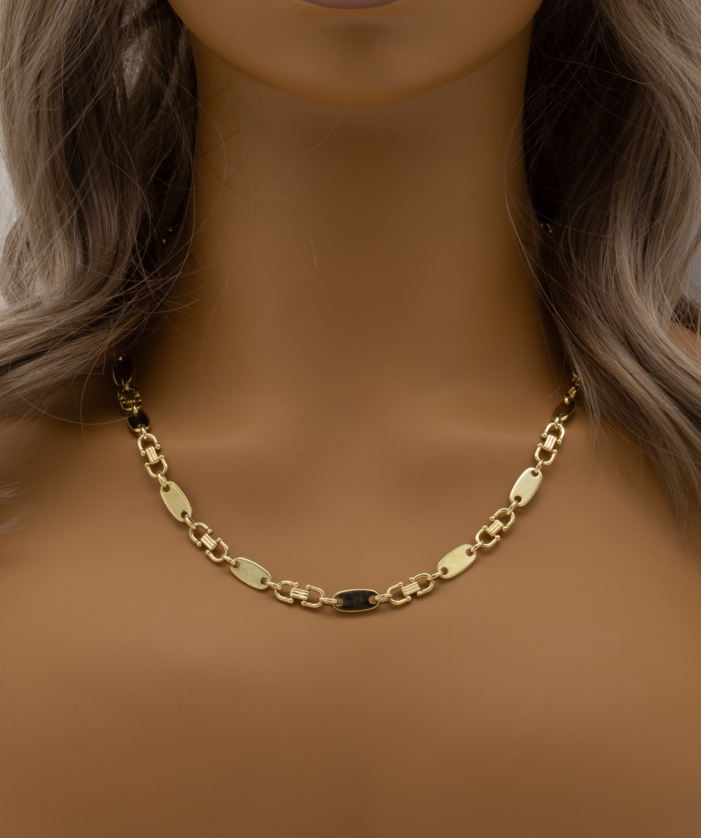 Plattenkette massiv 585er Gelbgold