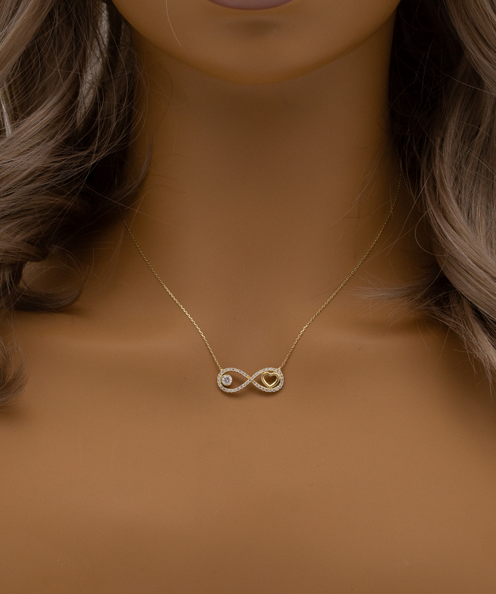 Herz-Infinitykette mit Zirkonia 585er Gelbgold RESERVIERT THIEL 27.06.2025 