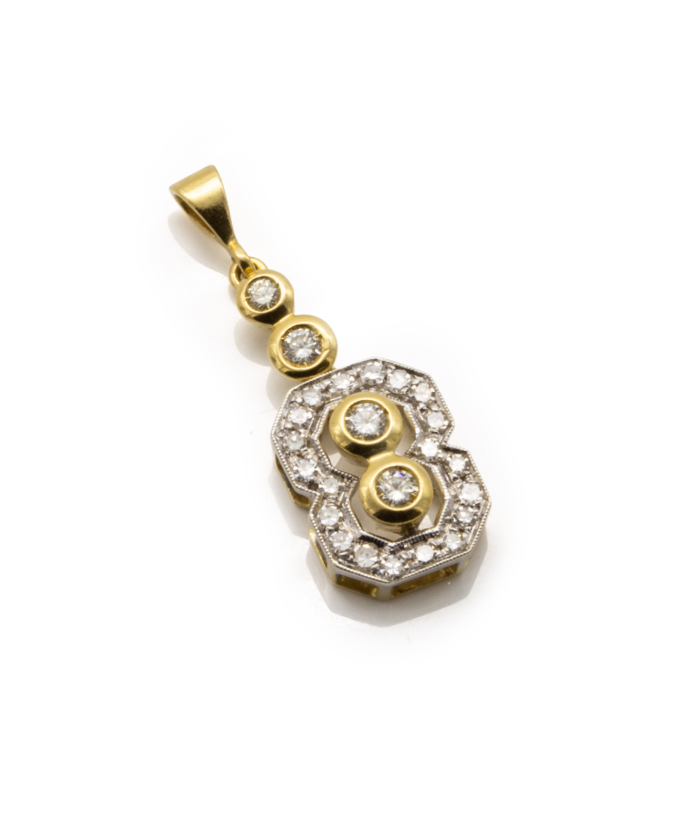Brillantanhänger mit Diamanten 750er Gold bicolor