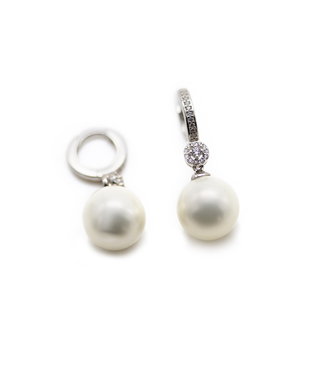 Perlcreolen mit Zirkonia 925er Silber