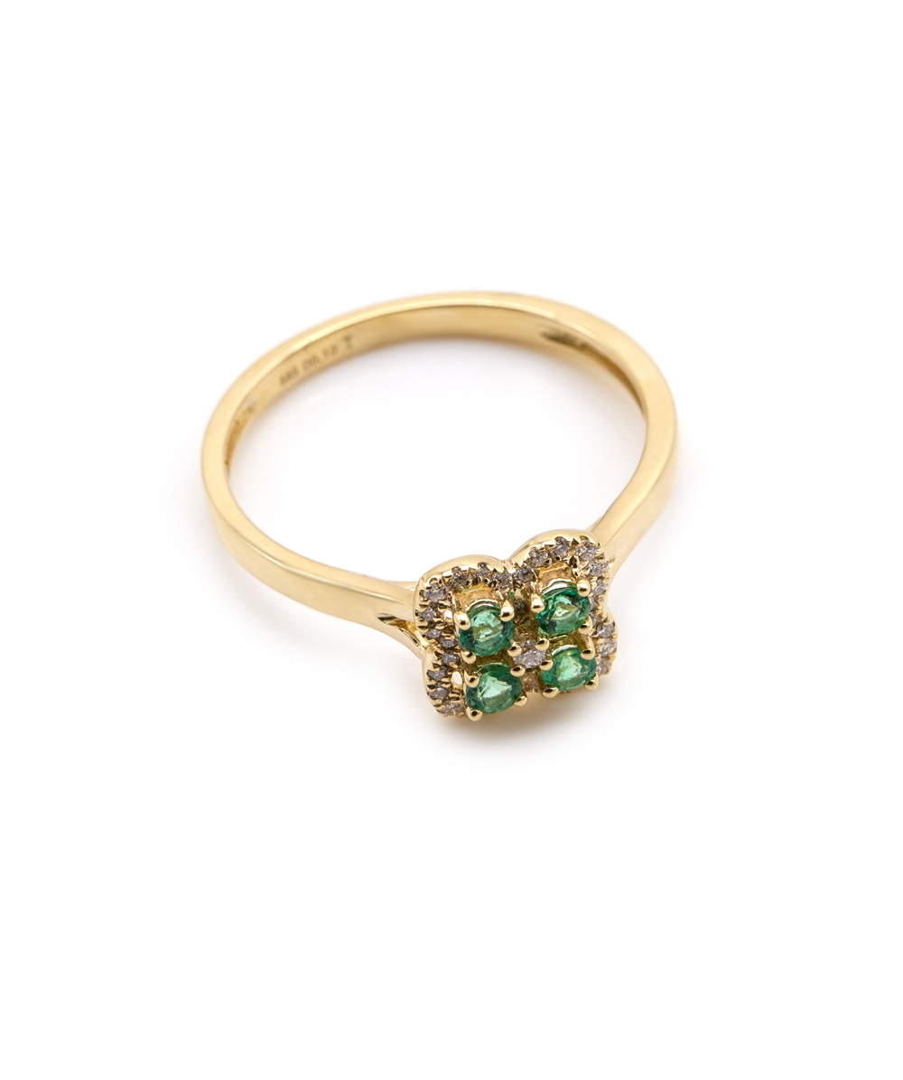 Ring mit Brillanten und Smaragden 585er Gelbgold