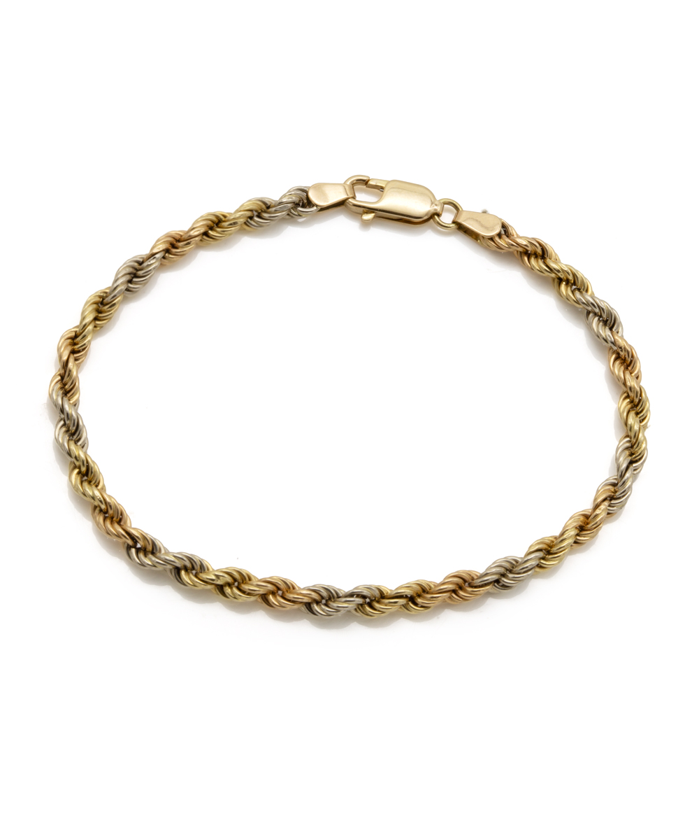Zopfarmband 585er Gold tricolor