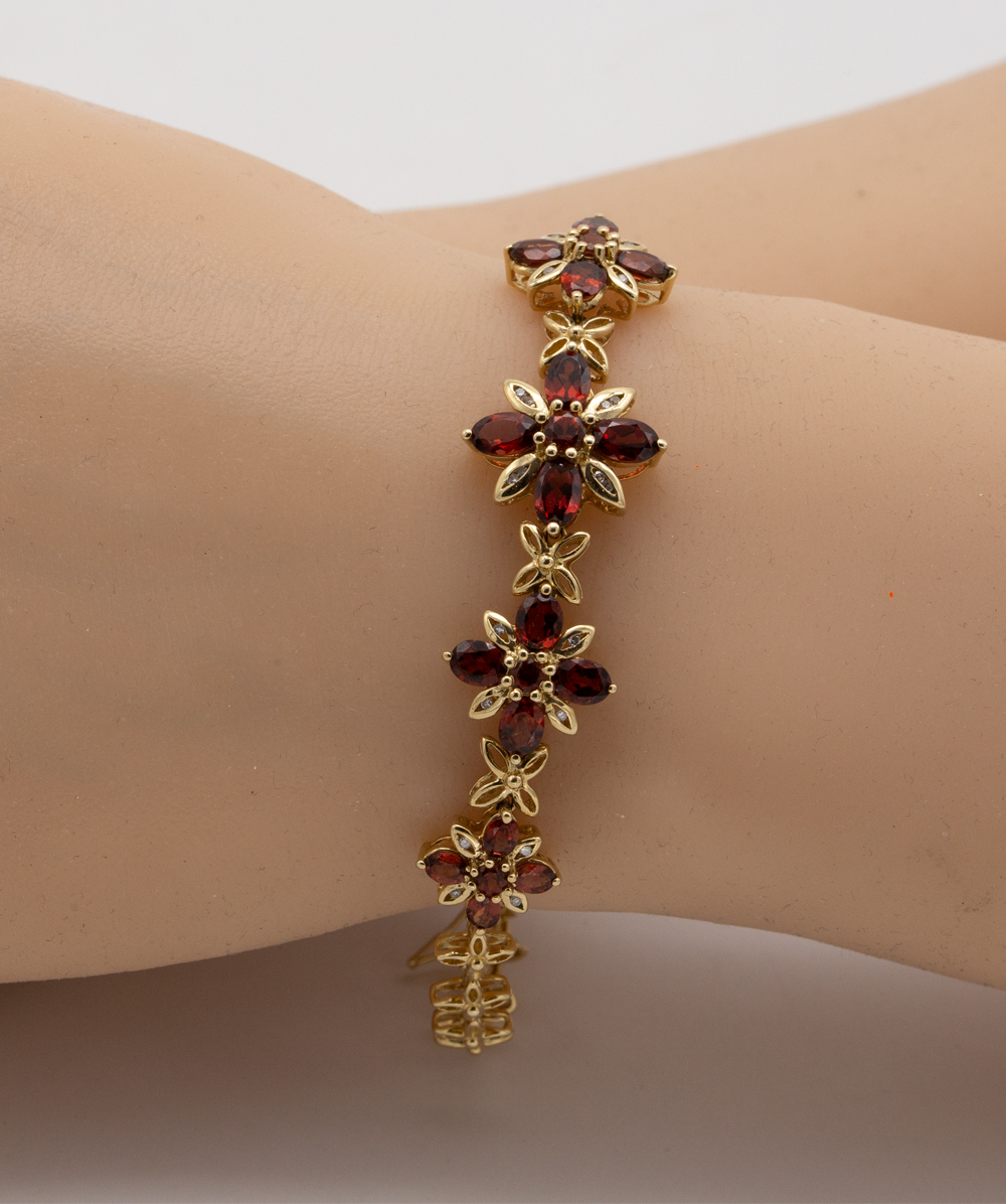 Armband mit Brillant-Granat 585er Gelbgold 