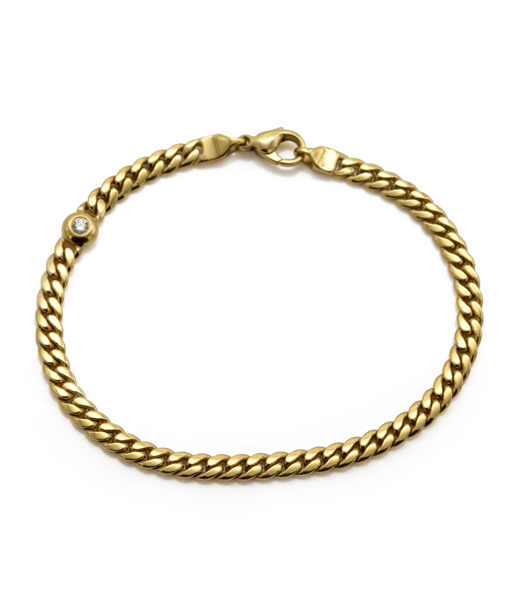 Panzerarmband mit Brillantsolitär 585er Gelbgold