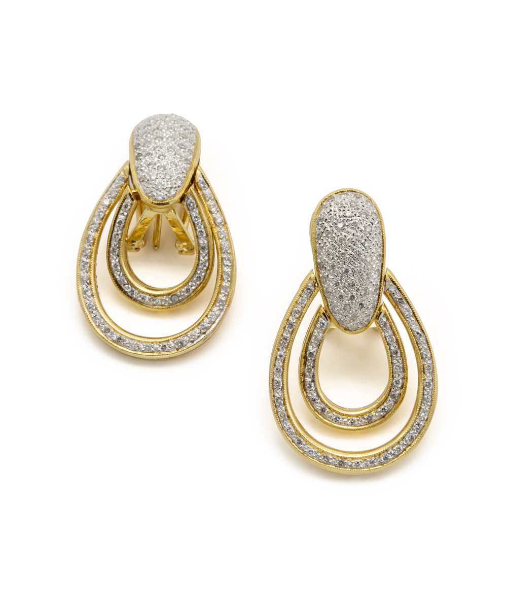 Ohrclips mit Brillanten 750er Gold bicolor