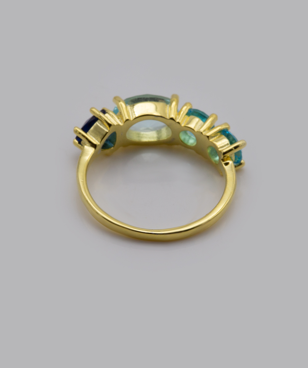 Ring mit Farbsteinen 925er Silber vergoldet 