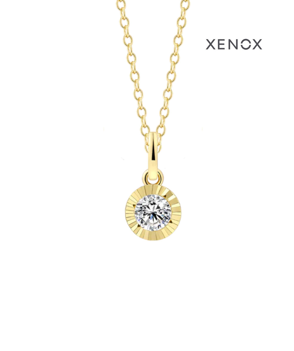 XENOX Kette mit Zirkoniaanhänger 925er Silber vergoldet