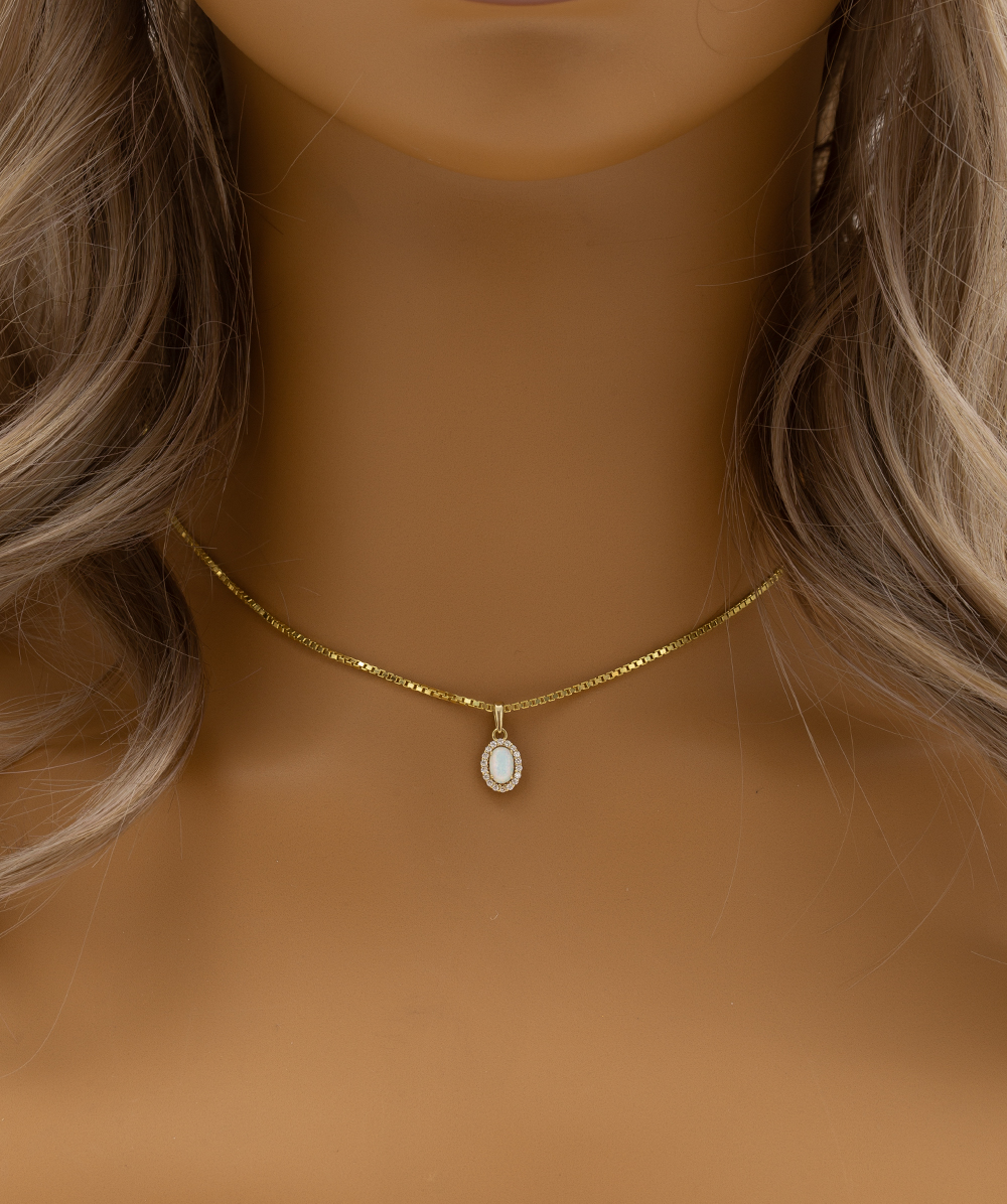 Anhänger mit Opal-Zirkonia 333er Gelbgold