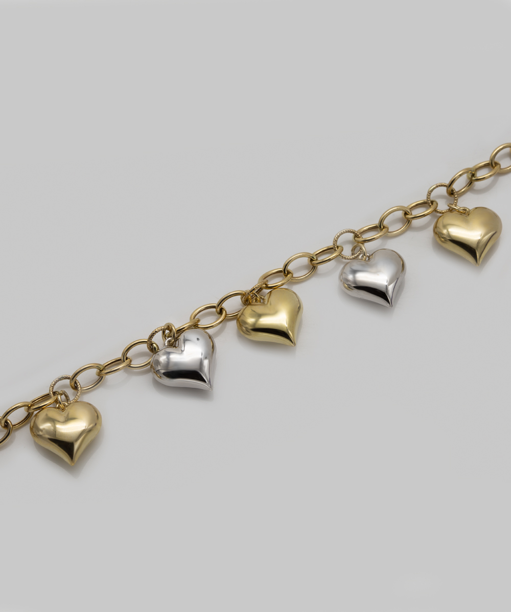 Armband Herzanhänger 333er Gold bicolor
