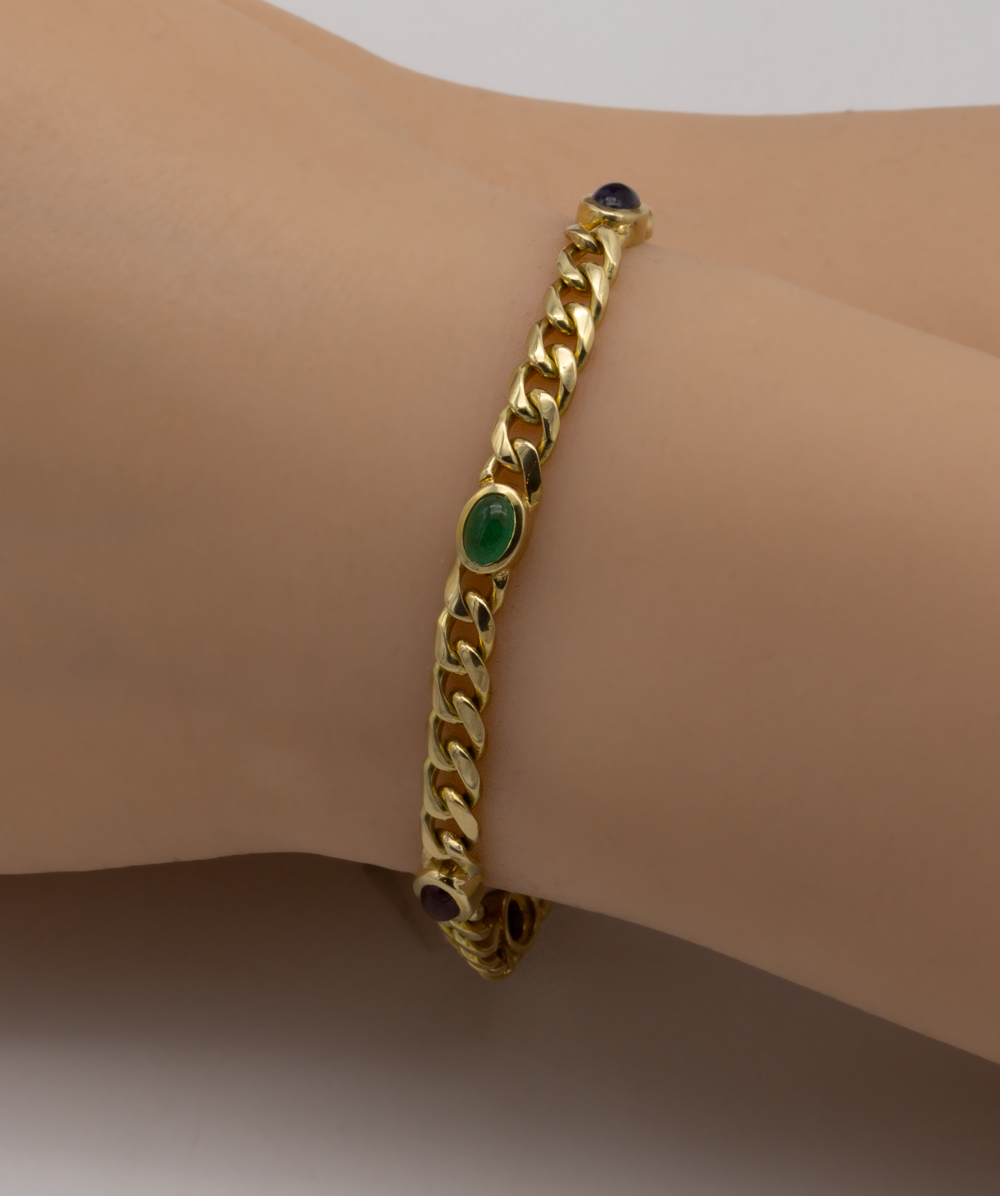 Armband mit Farbsteine 585er Gelbgold