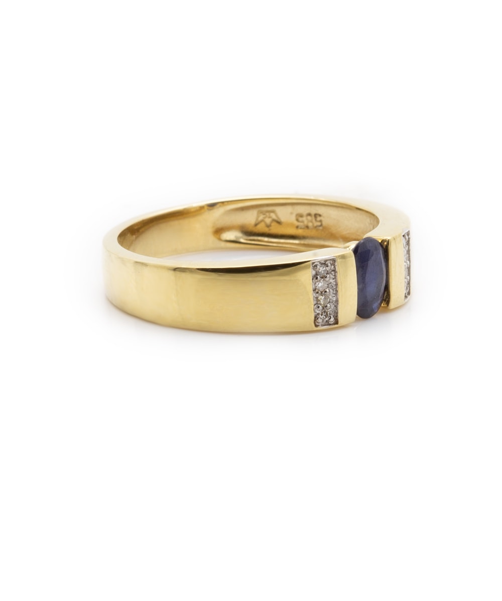 Ring mit Diamanten und Saphir 585er Gelbgold
