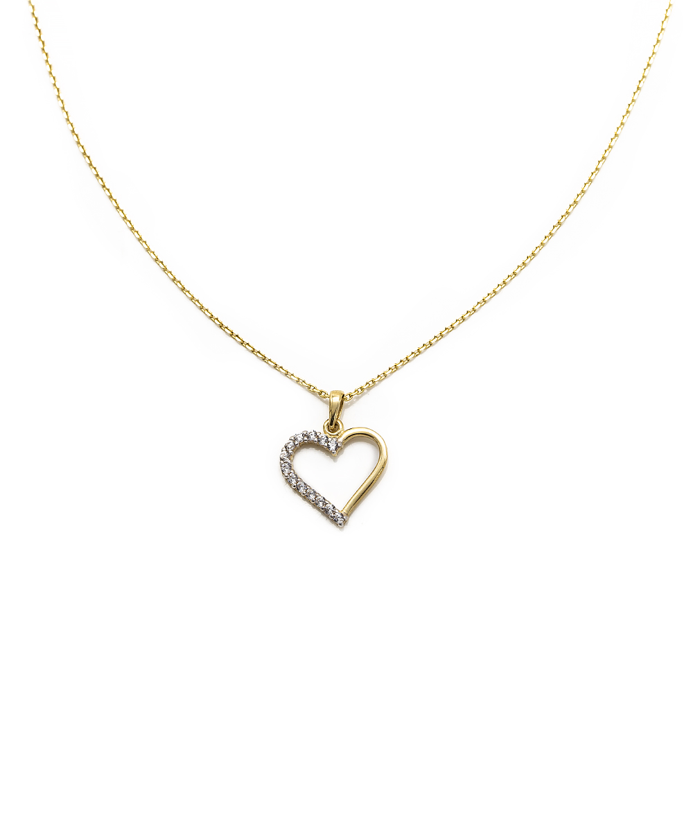 Kette mit Zirkonia Herzanhänger 333er Gelbgold