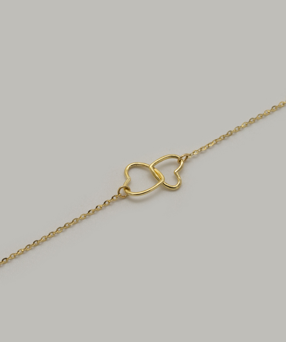 Armband mit Doppelherz 333er Gelbgold