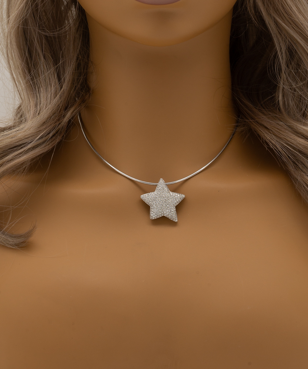 Sternanhänger mit Brillanten 750er Weißgold