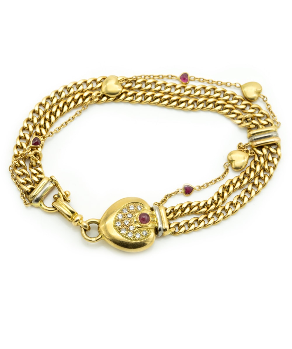Armband mit Brillanten und Farbsteinen 750er Gold bicolor   