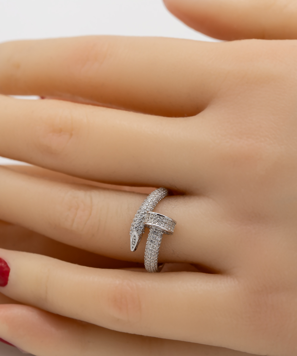 Nagelring mit Zirkonia 925er Silber