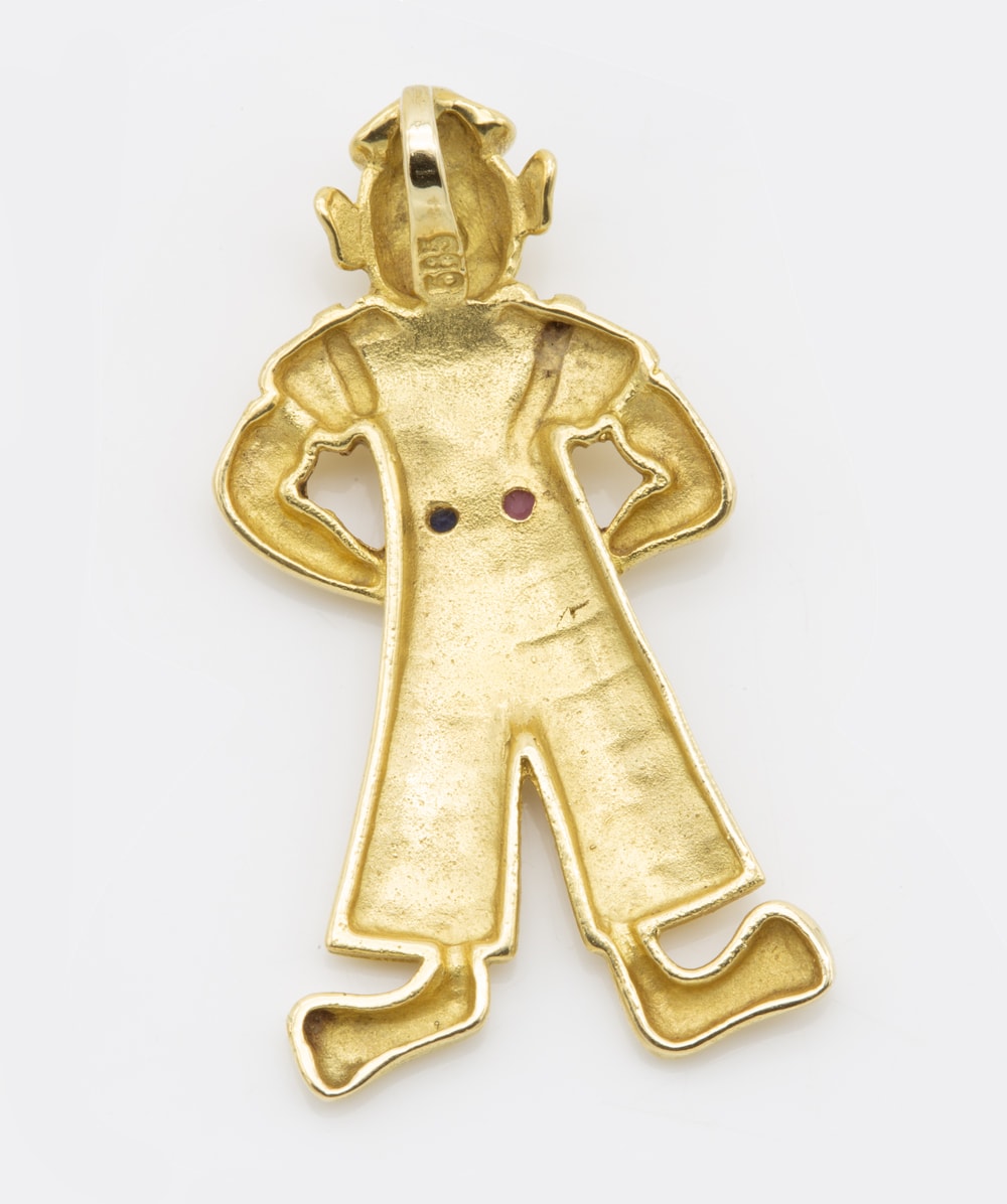 Anhänger Clown mit echt Safir und echt Rubin 585er Gelbgold 