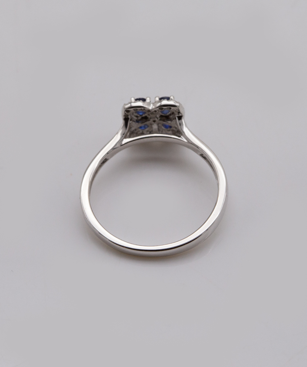 Ring mit Brillanten und Safir 585er Weißgold