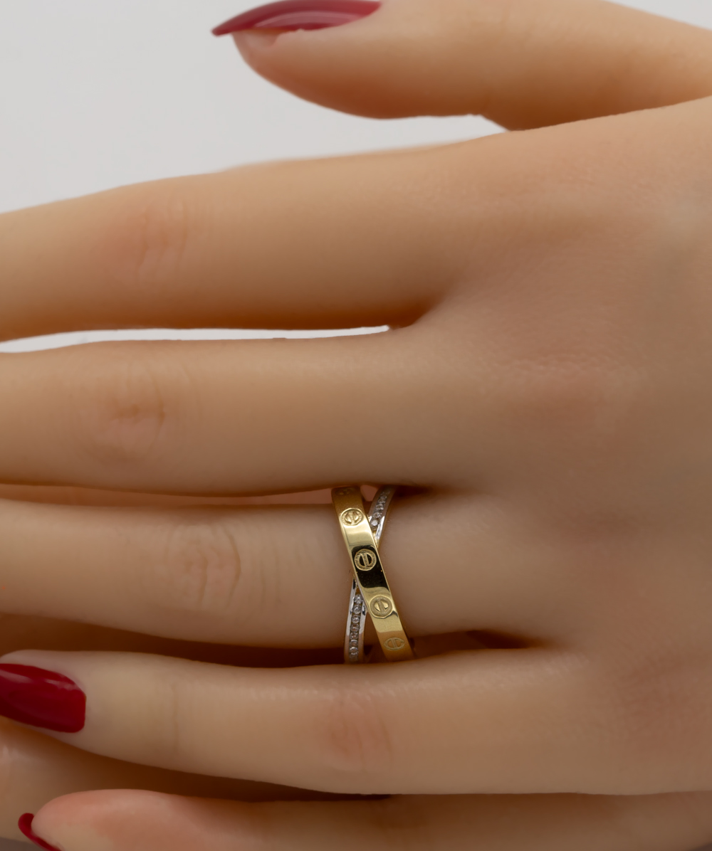 Ring mit Zirkonia 333er Gold bicolor