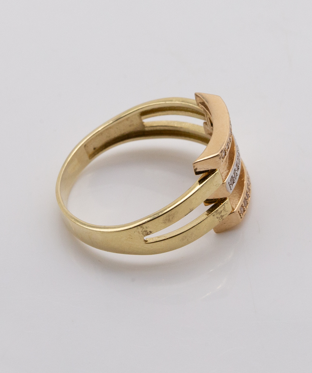 Ring mit Zirkonia 585er Gold tricolor