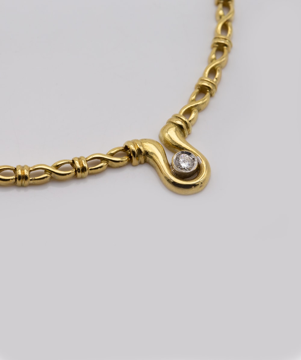 Collier mit Brillantsolitär 750er Gold bicolor