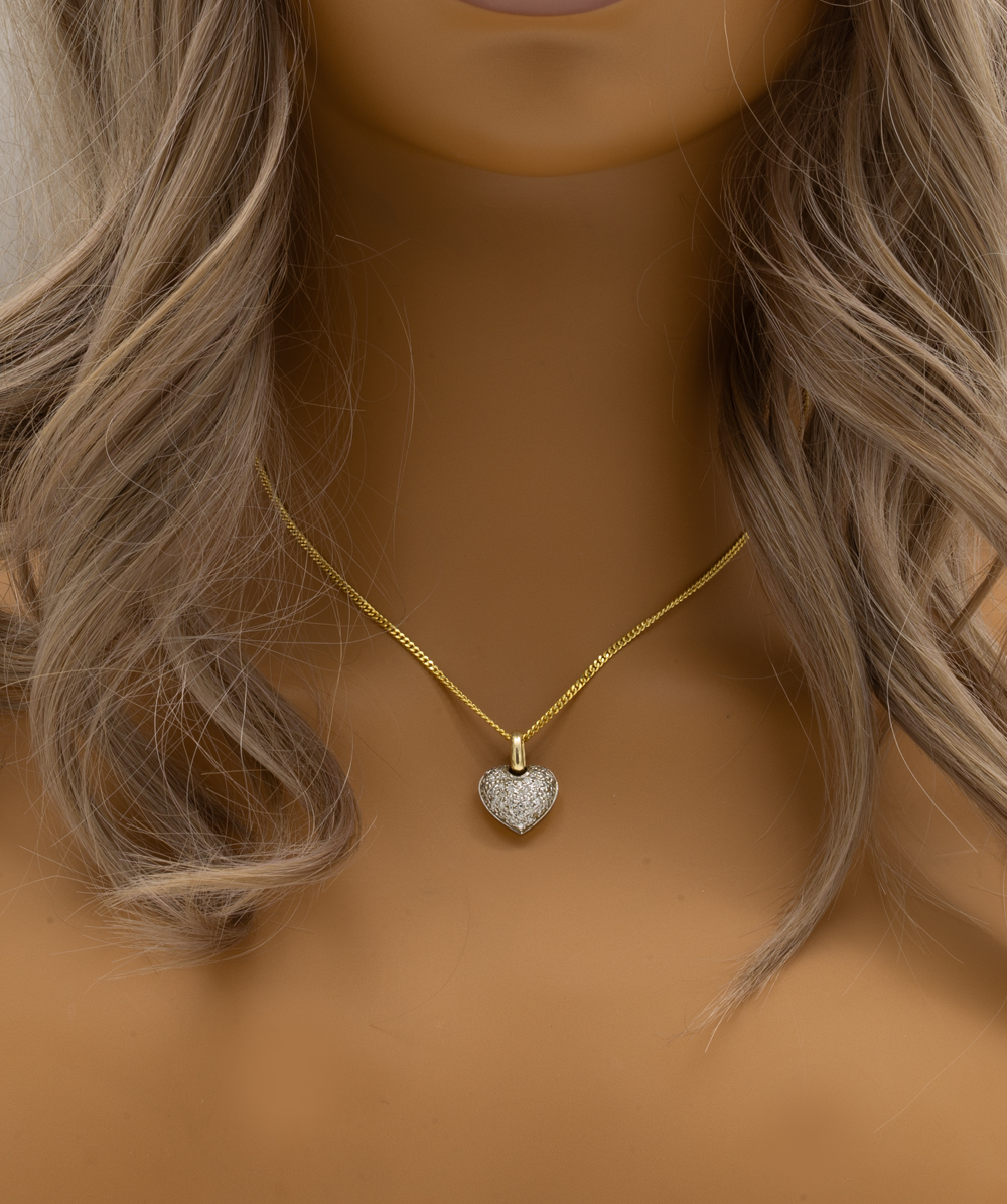 Herzanhänger mit Diamanten 585er Gold bicolor