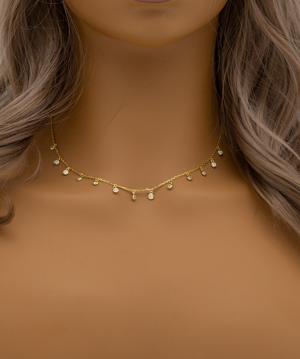 Kette mit Zirkonia 925er Silber vergoldet