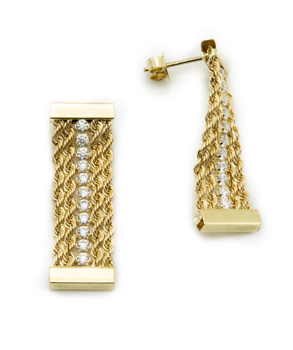 Ohrhänger mit Zirkonia 585er Gelbgold