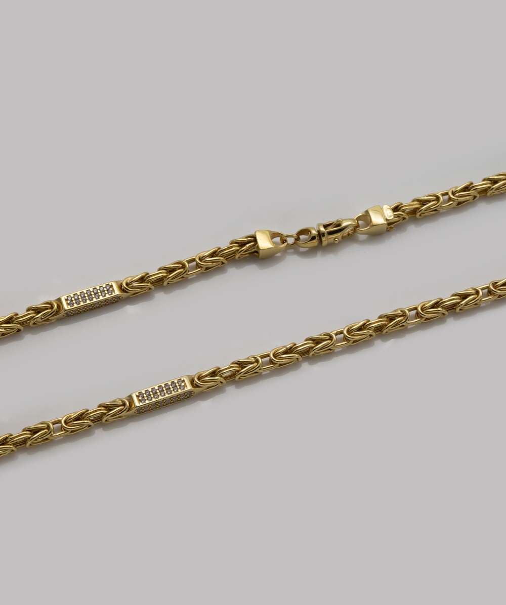 Königskette mit Zirkonia 585er Gelbgold