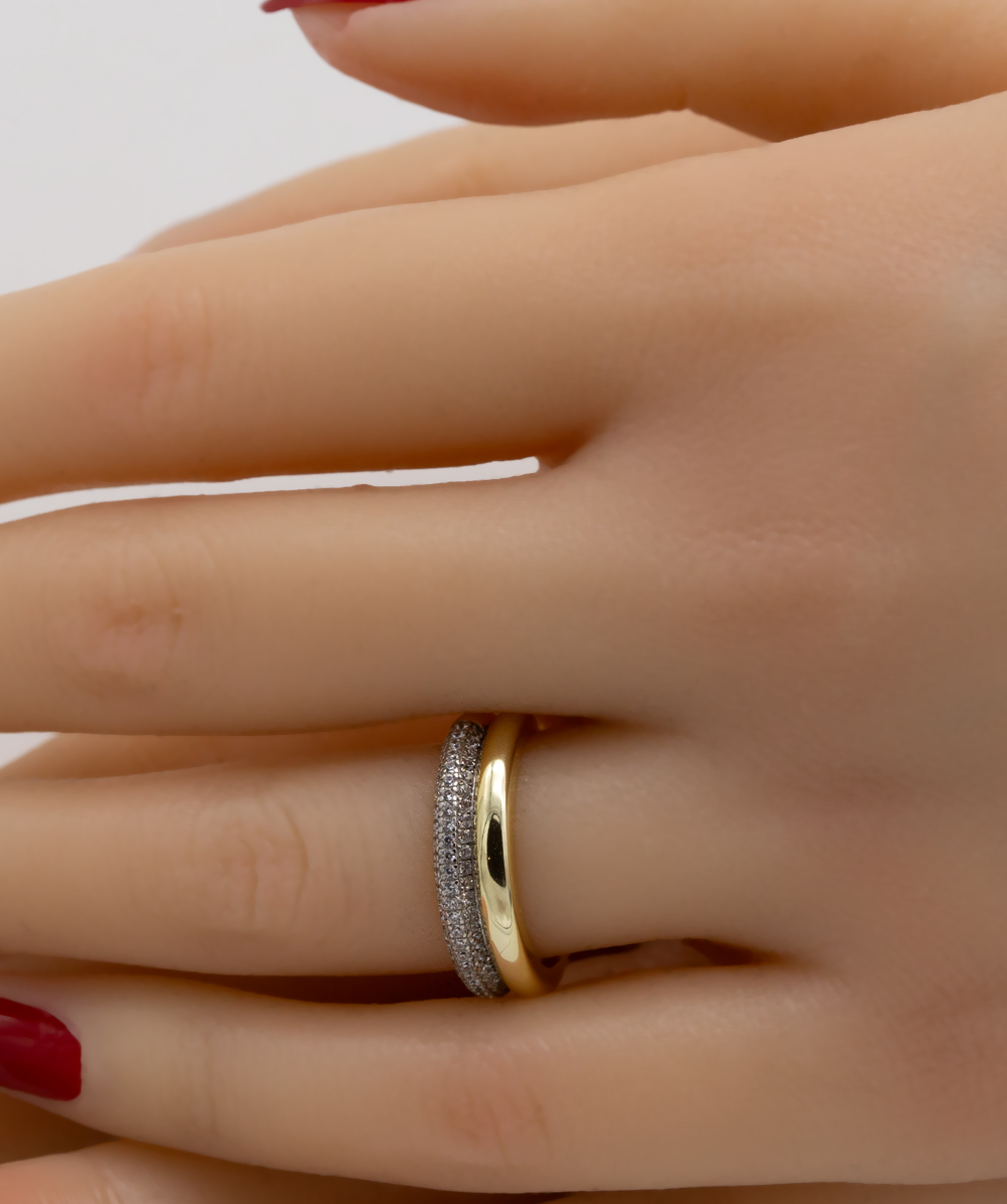 Ring mit Zirkonia 925er Silber vergoldet bicolor