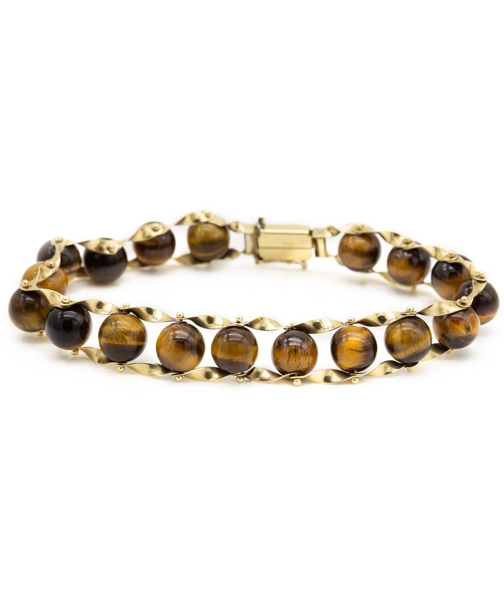Armband Tigerauge 585er Gelbgold