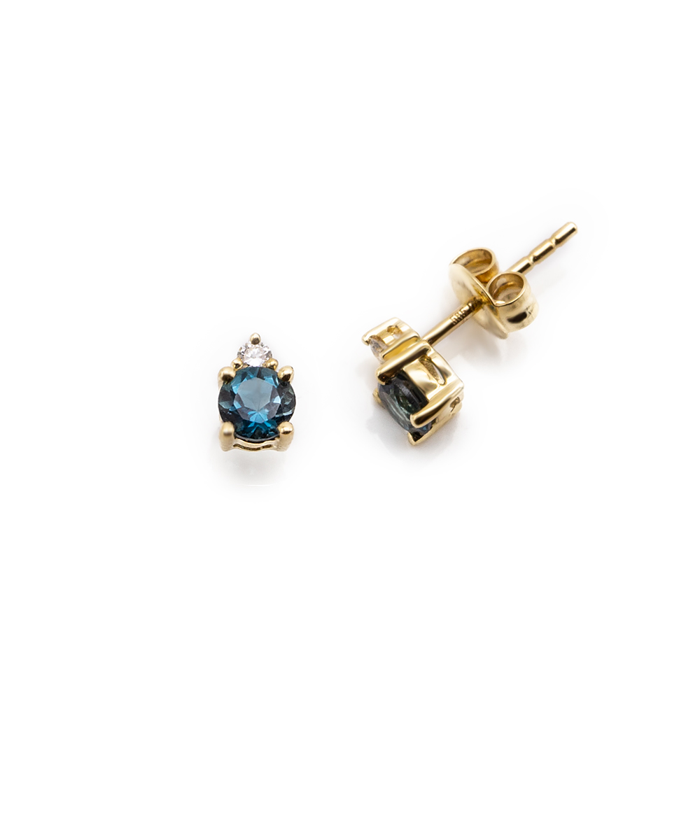 Brillantohrstecker London Blue Topas 585er Gelbgold