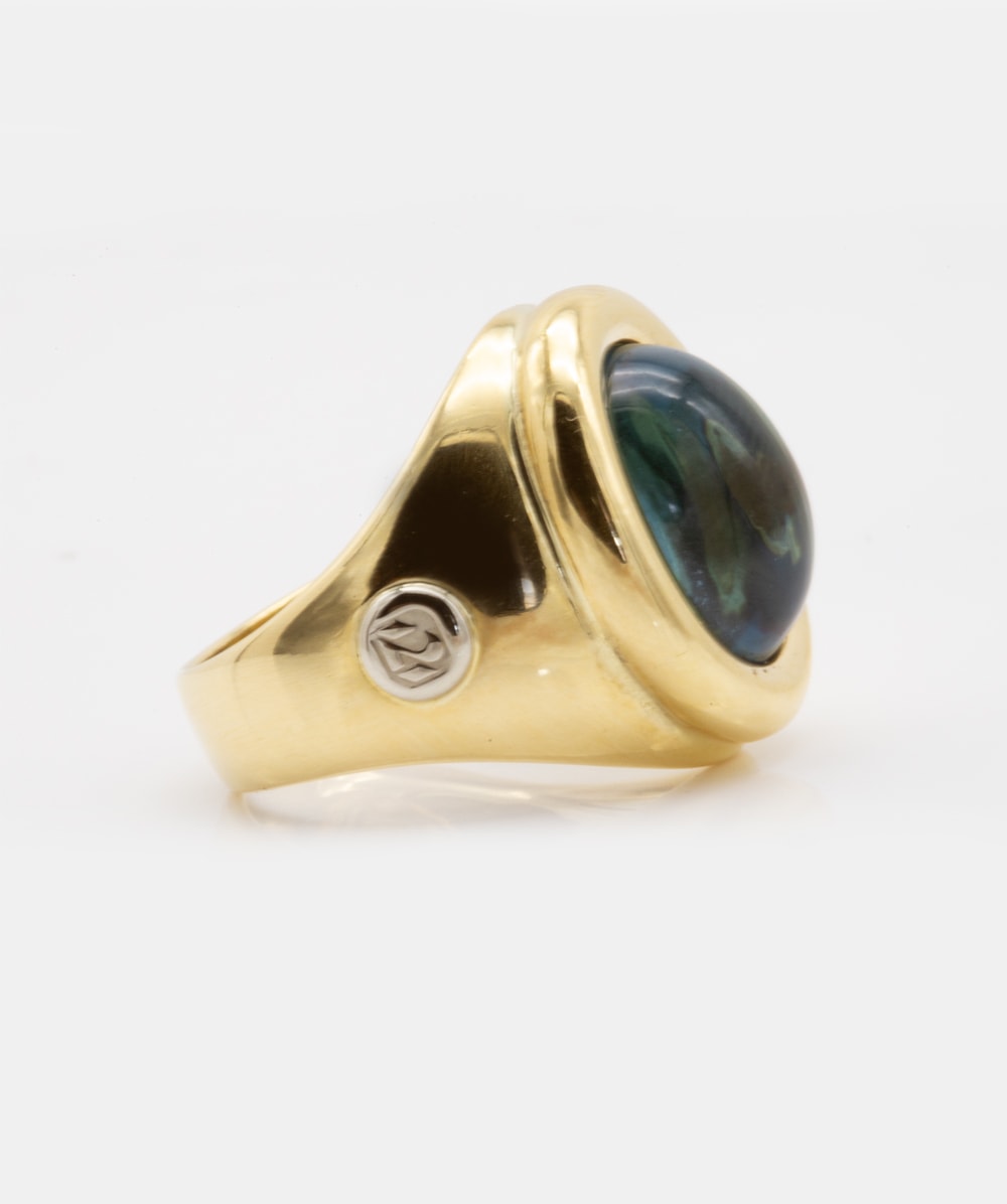 Ring mit Farbstein 750er Gold bicolor