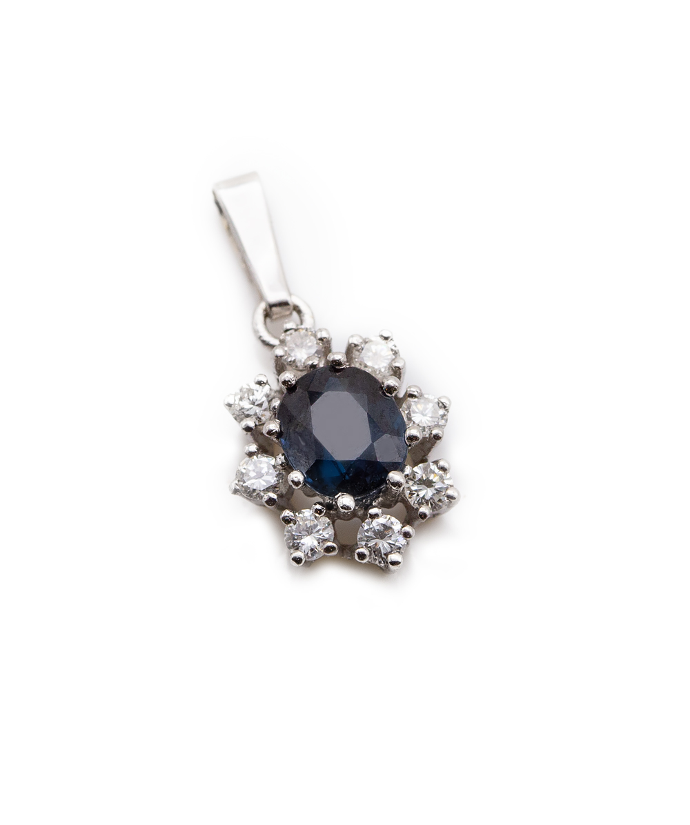 Anhänger Brillant-Safir 585er Weißgold