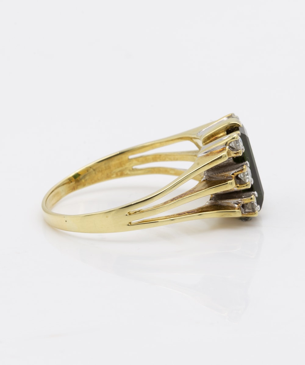 Ring mit Brillanten und Turmalin 585er Gold bicolor