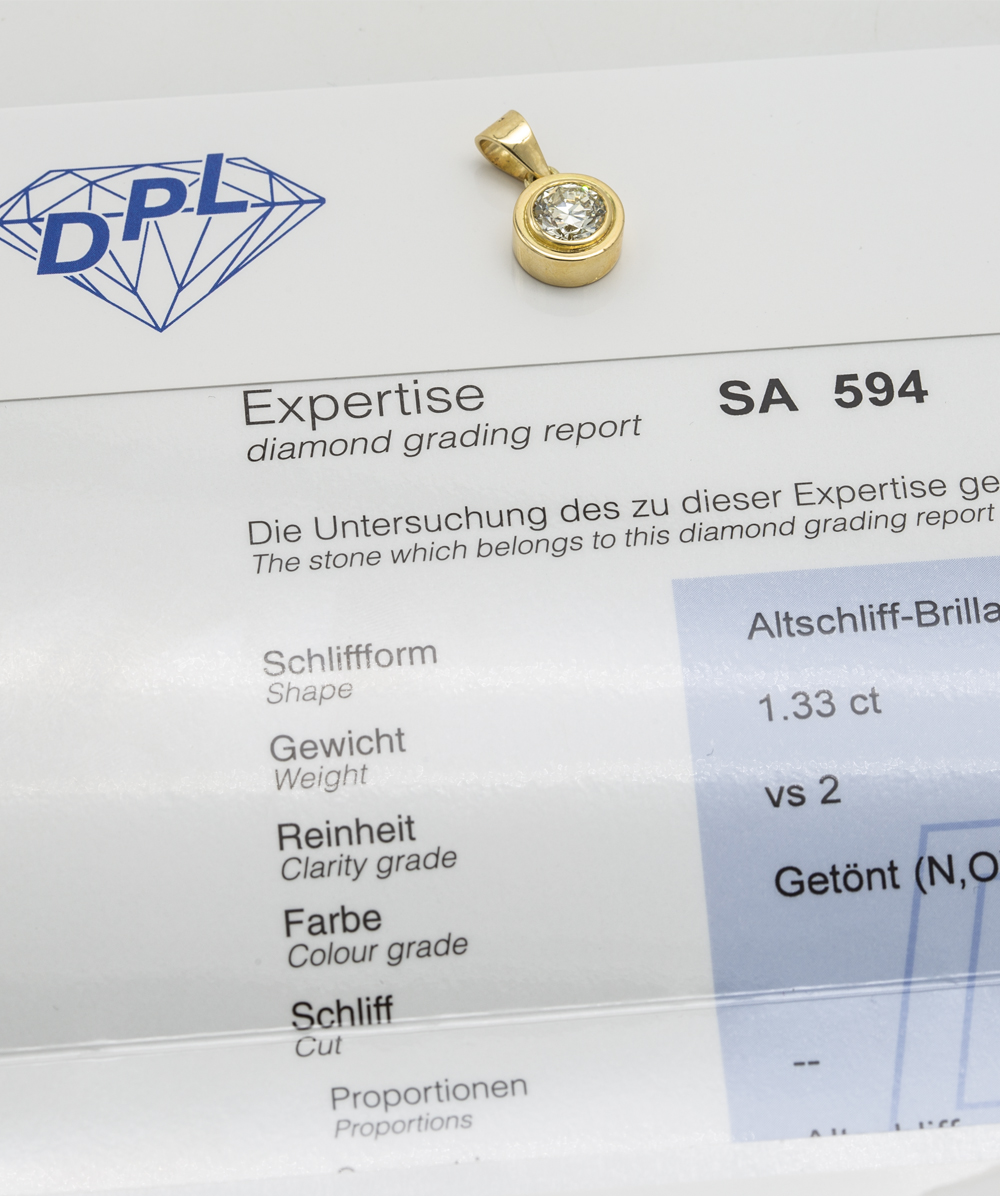 Anhänger mit Brillantsolitär 750er Gelbgold