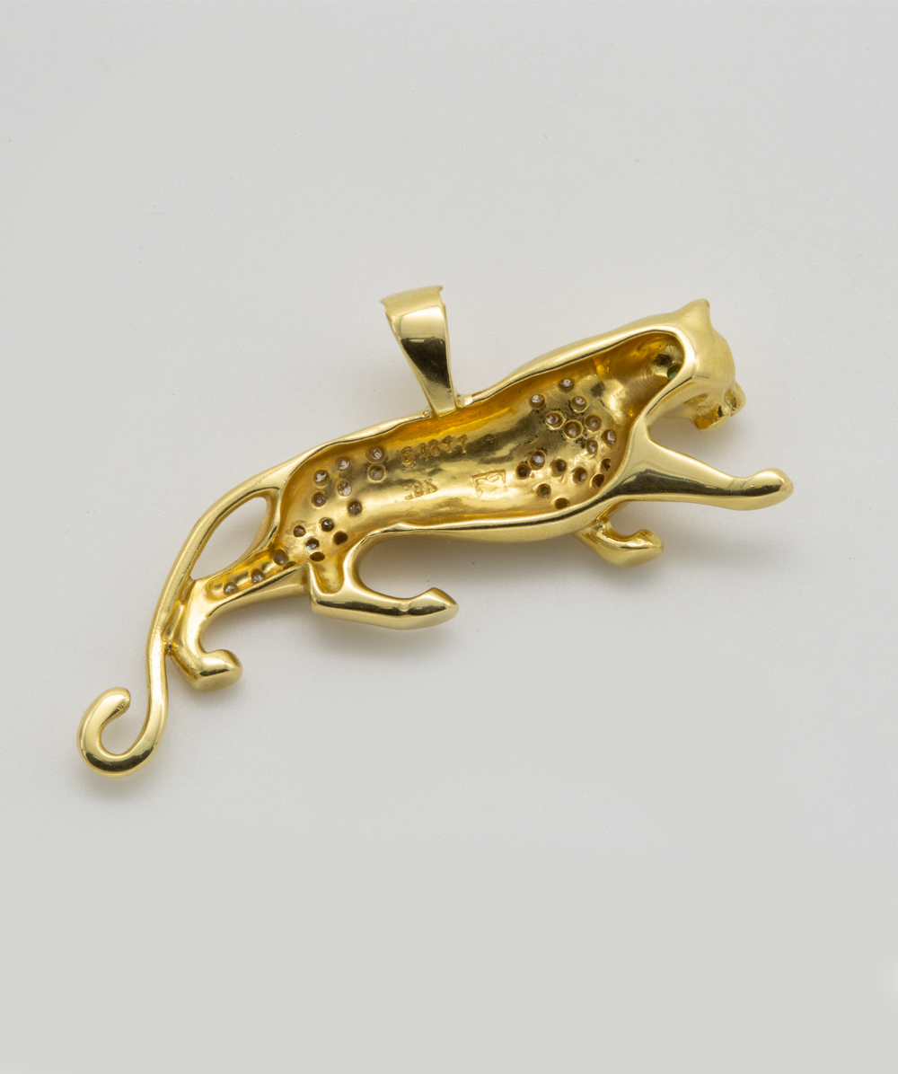 Brillantanhänger Panther 750er Gelbgold