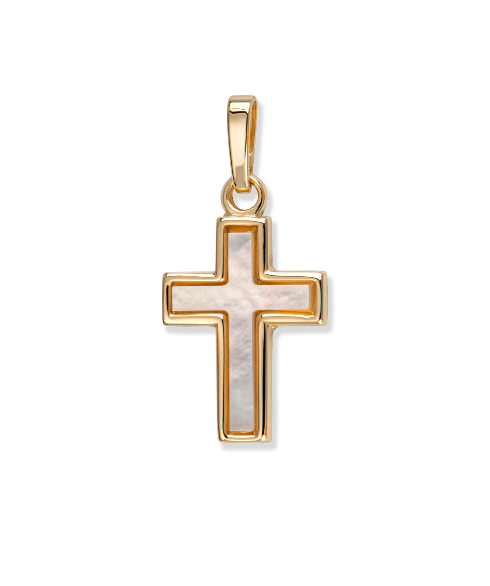 Perlmutt Kreuzanhänger 925er Silber vergoldet  