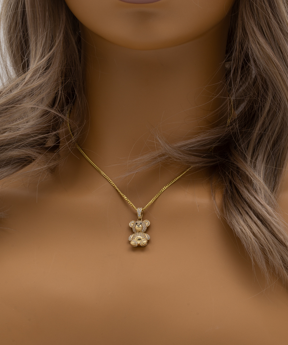 Anhänger Teddybär mit Zirkonia 585er Gelbgold 