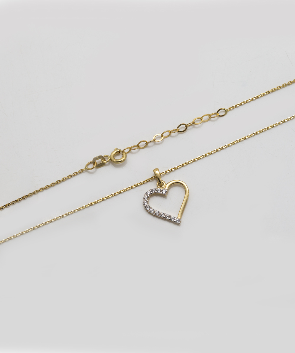 Kette mit Zirkonia Herzanhänger 333er Gelbgold - Alternative View